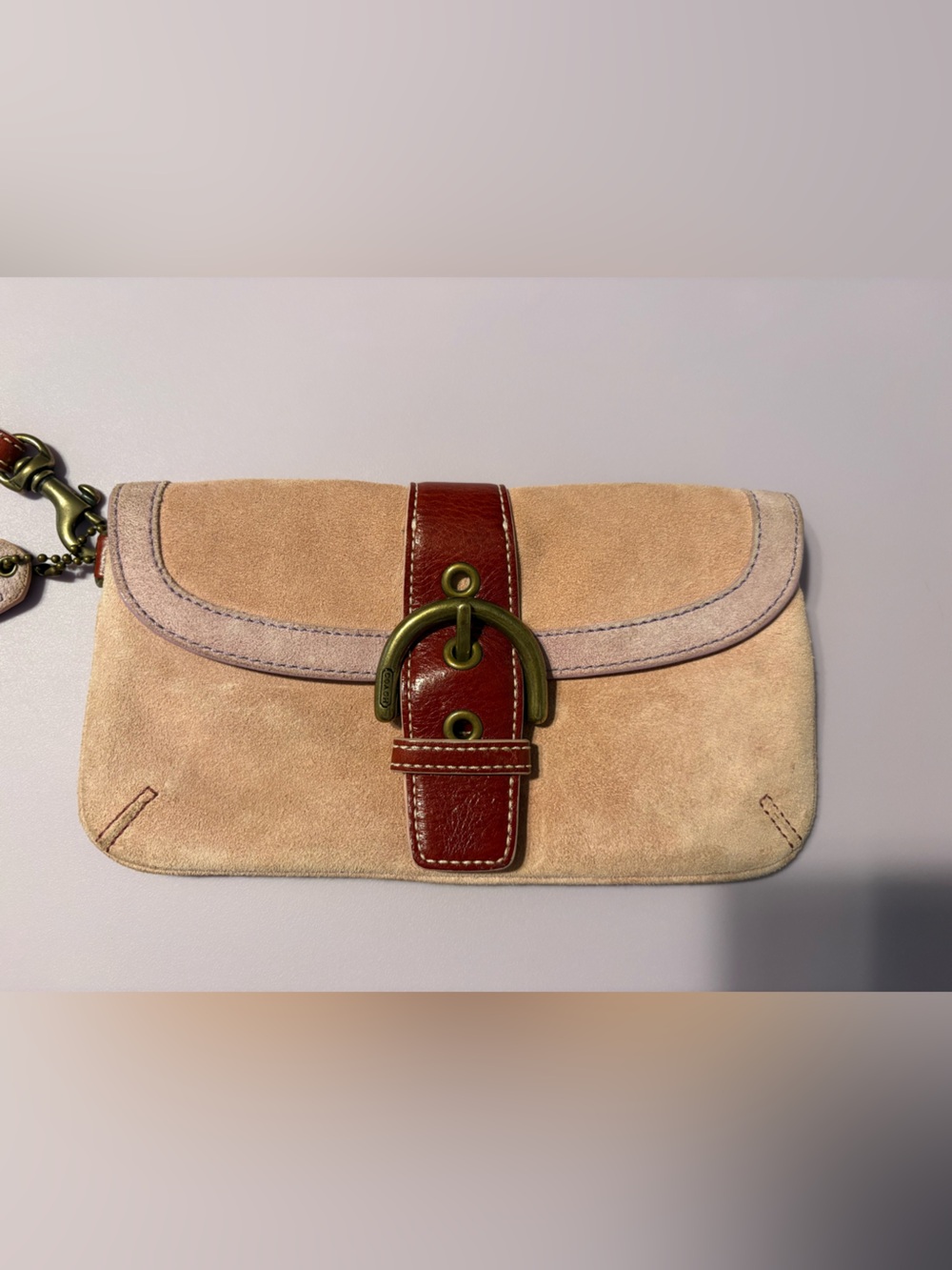Coach Y2K Pink/Purple Suede and Leather Small Soho Wristlet Clutch— FLAWS! - Picture 2 of 15